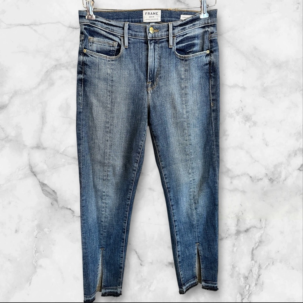 FRAME‎ Le Nouveau Straight Leg Jeans Raw Hem Split Hem Denim Size 27 30x28